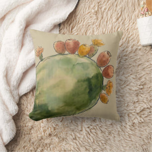 Almofada Fruta de Cacto Pérola Espinhosa Aquarela Boho