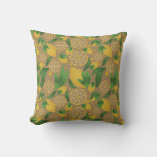 Almofada Fruta de Limão de Citros de Aquarela