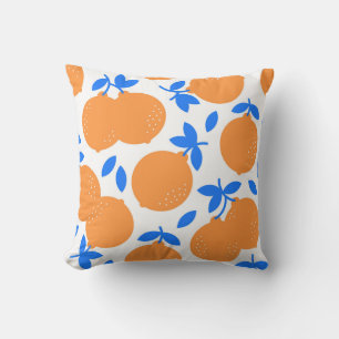 Almofada Fruta Laranja: Padrão Infinito De Balança Azul.