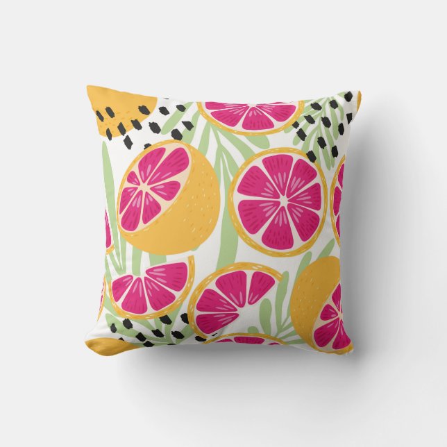 Almofada Fruta sem costura, toranja com l tropical (Frente)