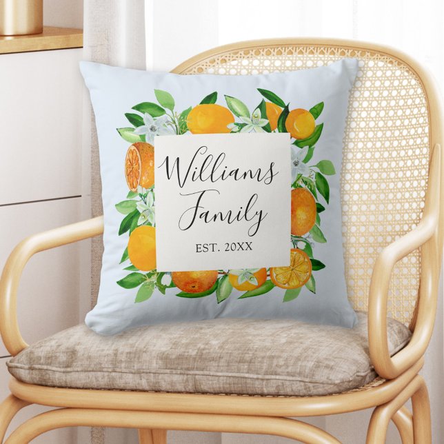 Almofada Frutas laranja e flores Floral botânico de verão (In situ)