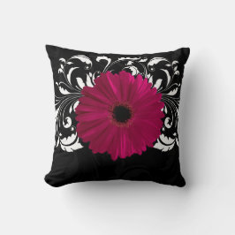 Almofada Fuchsia, Gerbera Daisy Negra