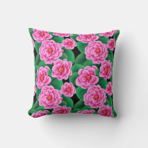 Fuchsia Pink Camellias e Jade Green Folhas