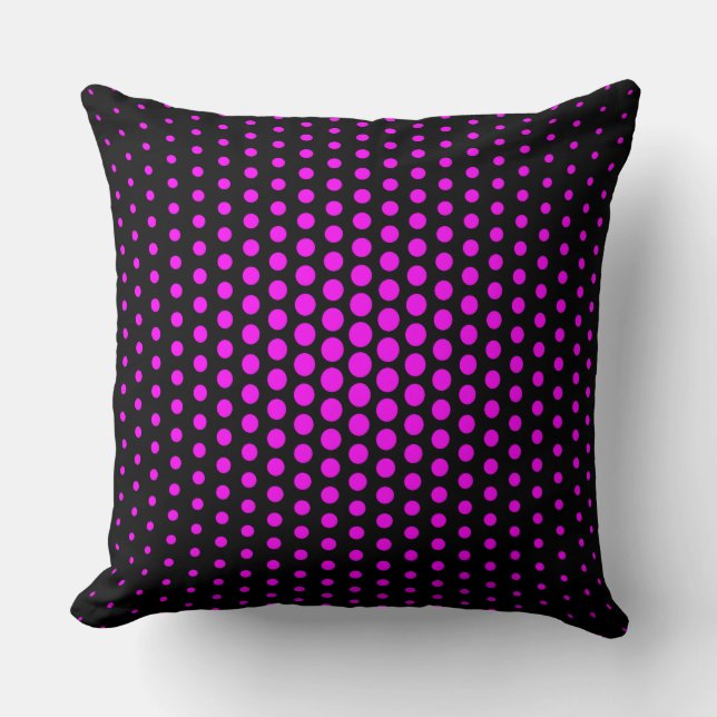Almofada Fuchsia Techno Dots Moderno Preto (Frente)