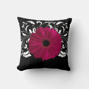 Almofada Fúcsia, margarida do preto/a branca do Gerbera