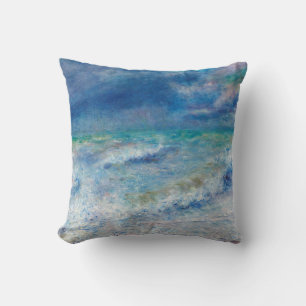 Almofada Fuga de Renoir. Inimpressionismo náutico azul. Mar