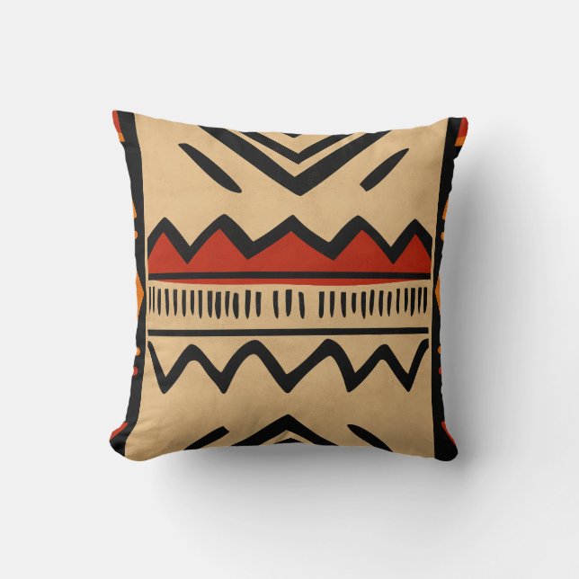 Almofada Fundo africano em cores quentes (Frente)