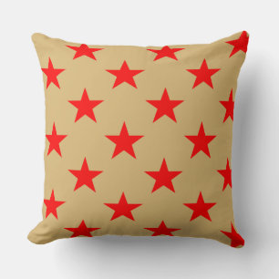 Almofada Fundo Beige E Estrelas Vermelhas