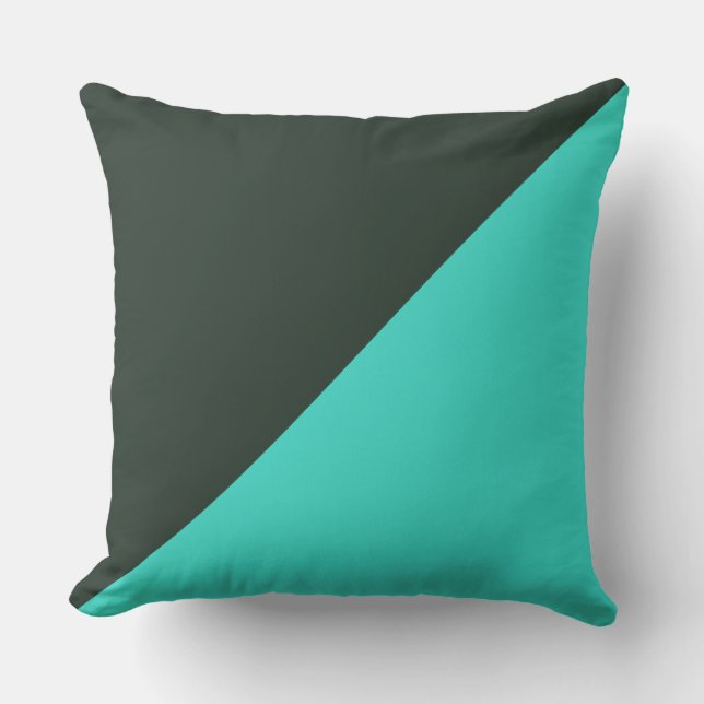 Almofada Fundo Cor Sólida Verde Turquesa e Preto (Frente)