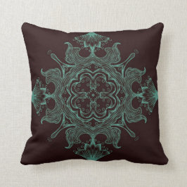 Almofada Fundo da cerceta & do Brown do ornamento do