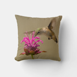 Almofada Fundo da Cinza de Flor Rosa-Hummingbird