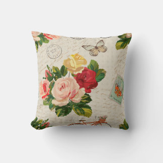 Almofada Fundo de colheita sem costura, com flores e mantei