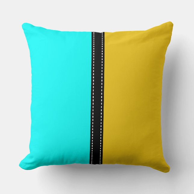 Almofada Fundo de Cores Sólidas Ciano e Jonquil (Frente)
