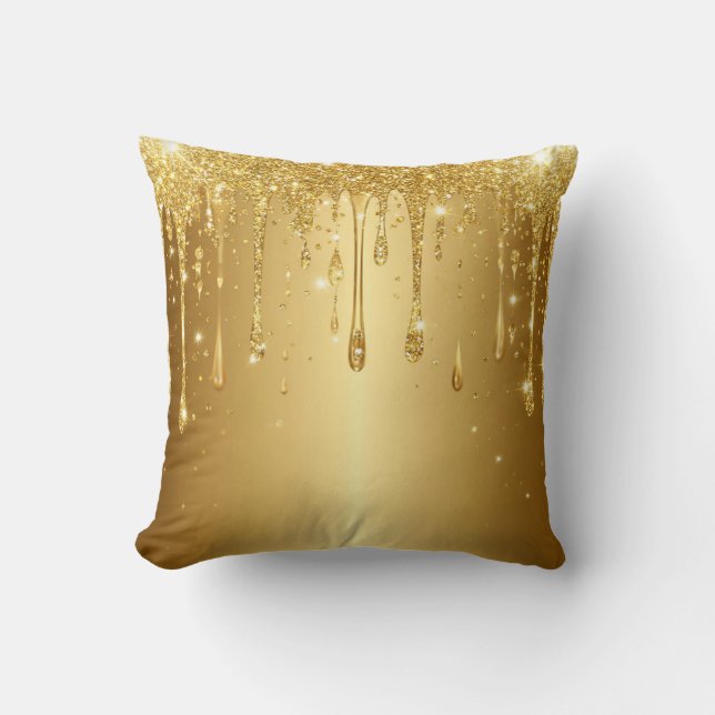 Almofada Fundo de gotejamento com brilho dourado cintilante (Frente)