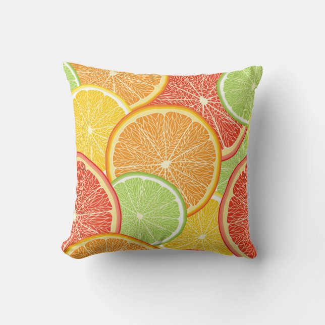 Almofada Fundo de toranja e abstrato laranja. (Frente)