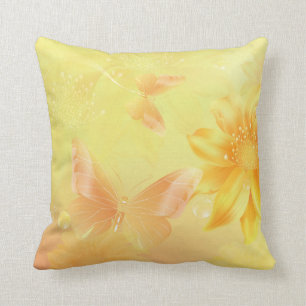 Almofada Fundo Floral Abstrato Amarelo Girel Pastel