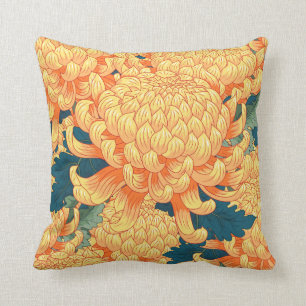 Almofada Fundo sem costura com flores amarelas japonês c