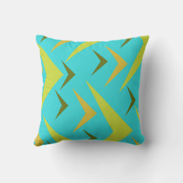 Almofada Fundo turquesa com cinza de setas e amarelo