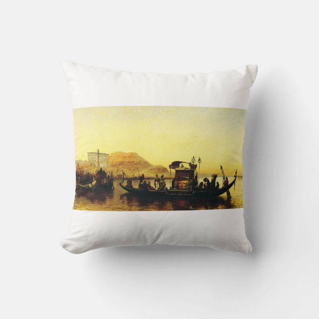 Almofada Funeral de uma múmia no Nilo por Frederick Arthur (Frente)