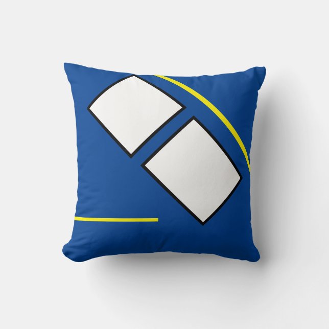 Almofada Funk Abstrato Art Blue Yellow White (Frente)
