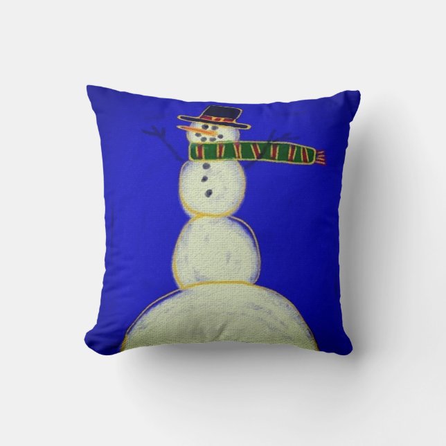 Almofada Funky Abstrato Snowman Art de Natal (Frente)