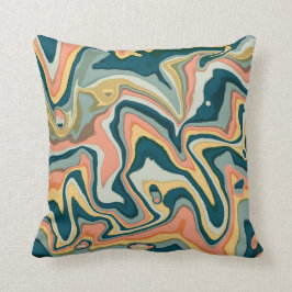 Almofada Funky Bold Colorful Artsy Marble Swirl Ebru