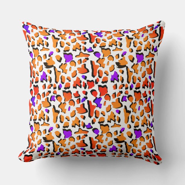 Almofada Funky Orange Purple Leopard Imprime Moderna (Frente)