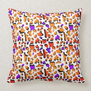 Almofada Funky Orange Purple Leopard Imprime Moderna
