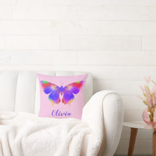 Almofada Funky Splatk Paint Pink Borterfly Olivia