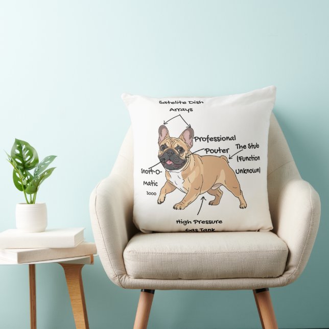 Almofada Funny Anatomy of a French Bulldog Illustration (Cadeira)