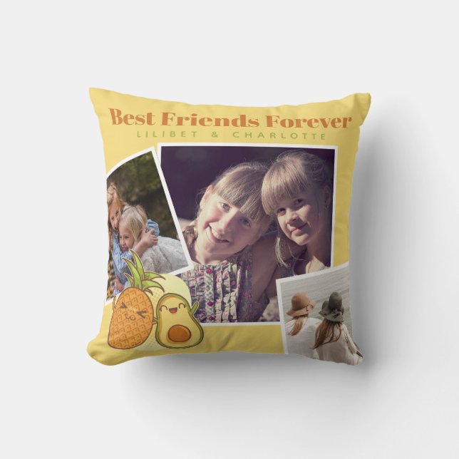 Almofada Funny BFF FOTO COLLAGE Gift Avocado ado Pineapple (Frente)