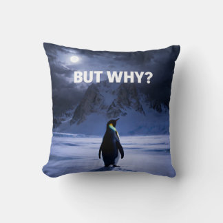 Almofada Funny BUT WHY Penguin Pillow