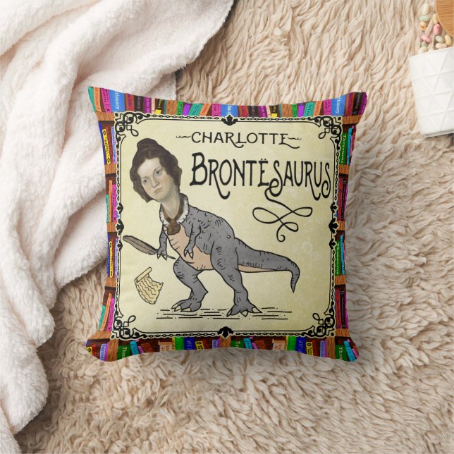Almofada Funny Charlotte Bronte Surus Dinossaur Book Reader (Cobertor)