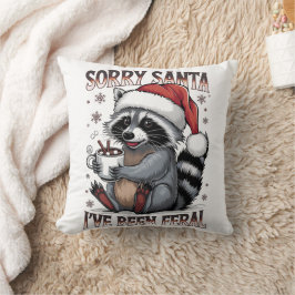 Almofada Funny Christmas Raccoon Throw PIllow