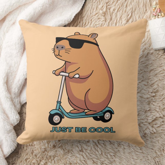 Almofada Funny Cool Capybara Scooter Vibes (Cobertor)