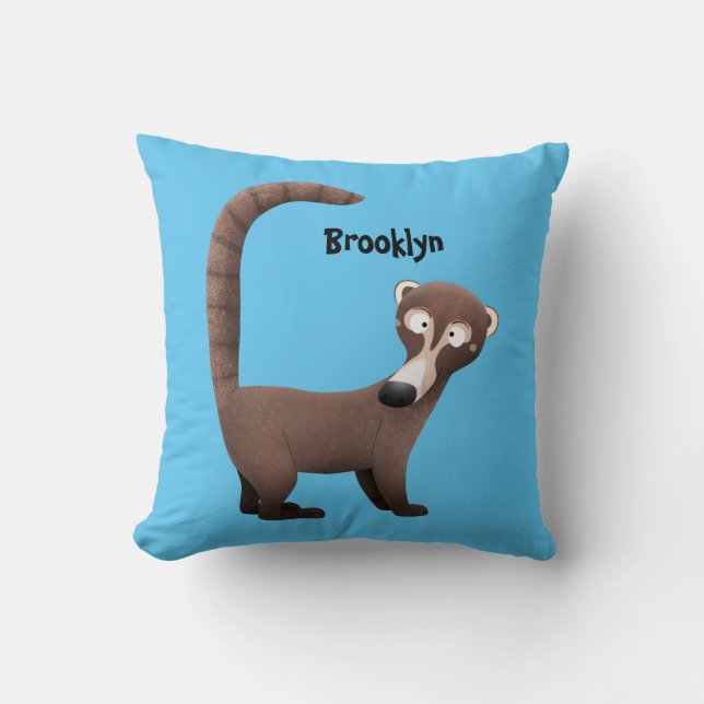 Almofada Funny curious coatimundi cartoon illustration (Frente)