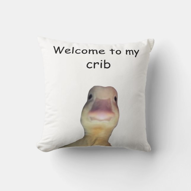 Almofada Funny Duck Meme – “Welcome to My Crib” Cute Animal (Frente)
