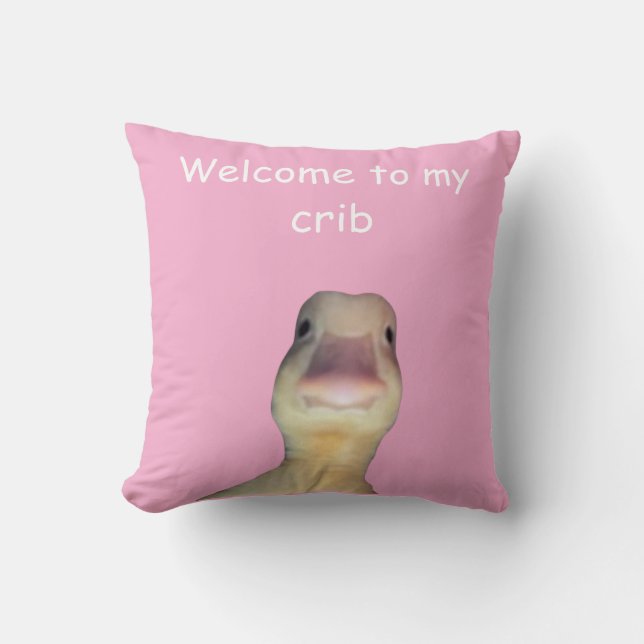 Almofada Funny Duck Meme – “Welcome to My Crib” Cute Animal (Frente)