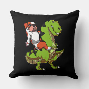 Almofada Funny English Bulldog Andando T-Rex Dinossaur
