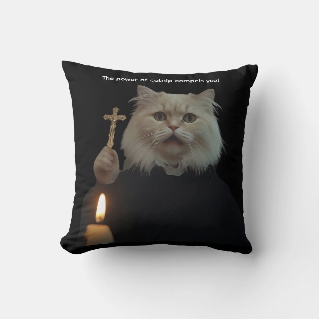 Almofada Funny Exorcist Cat Pillow - The Power Of Catnip Co (Frente)