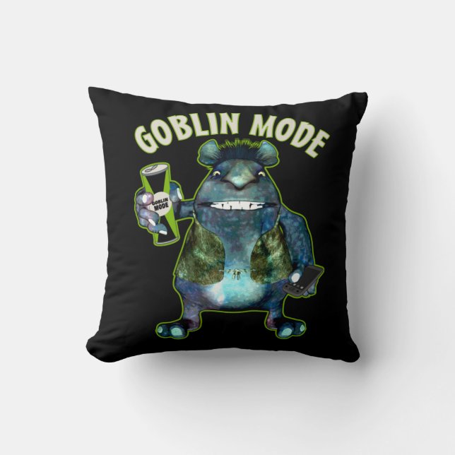 Almofada Funny Goblin Mode Lazy Troll Slobbin Anti-Social T (Frente)