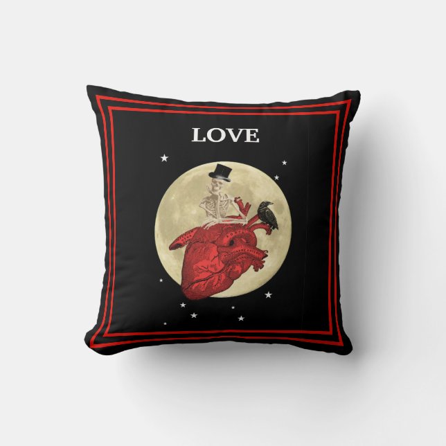 Almofada Funny Gothic Steampunk love heart throw pillow (Frente)