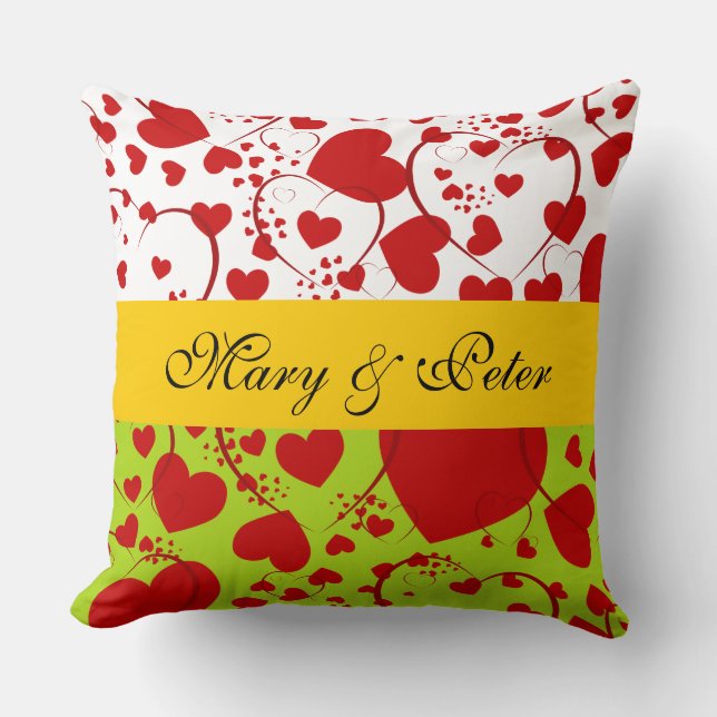 Almofada Funny Heart Pattern V + seu traseiro. & texto (Frente)