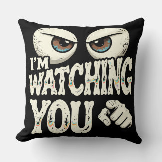 Almofada Funny "I'M WATCHING YOU" Retro Eyes & Pointing Fin