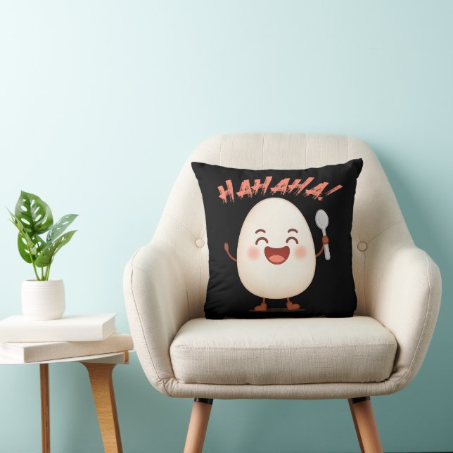 Almofada Funny Laughing Egg Cartoon Throw Pillow | Cute  (Cadeira)