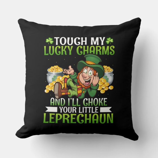 Almofada Funny Leprechaun Lucky Charms Rua dia de Patrick (Frente)