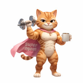 Almofada Funny Muscular Cat Fitness Motivation Pink 