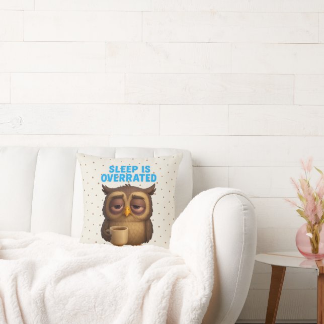 Almofada Funny Owl "Sleep Is Overrated" New Parents (Sofá)