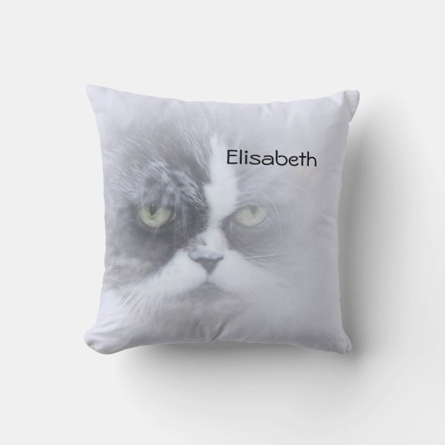Almofada funny persian cat with big eyes throw pillow (Frente)