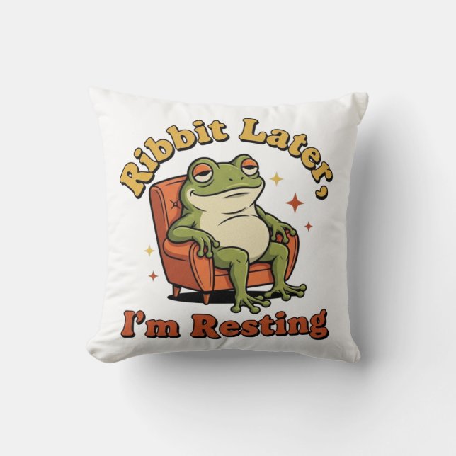Almofada Funny Retro Frog Square Throw Pillow (Frente)
